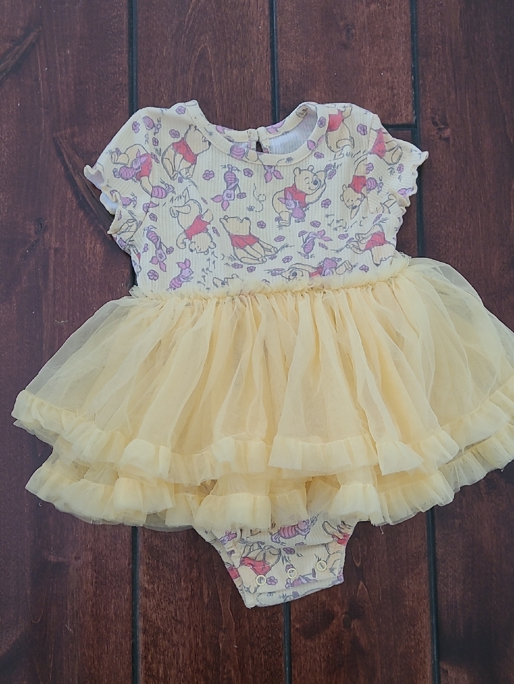Disney Tutu Dress Romper with Winnie the Pooh Print - Yellow Size 24months
